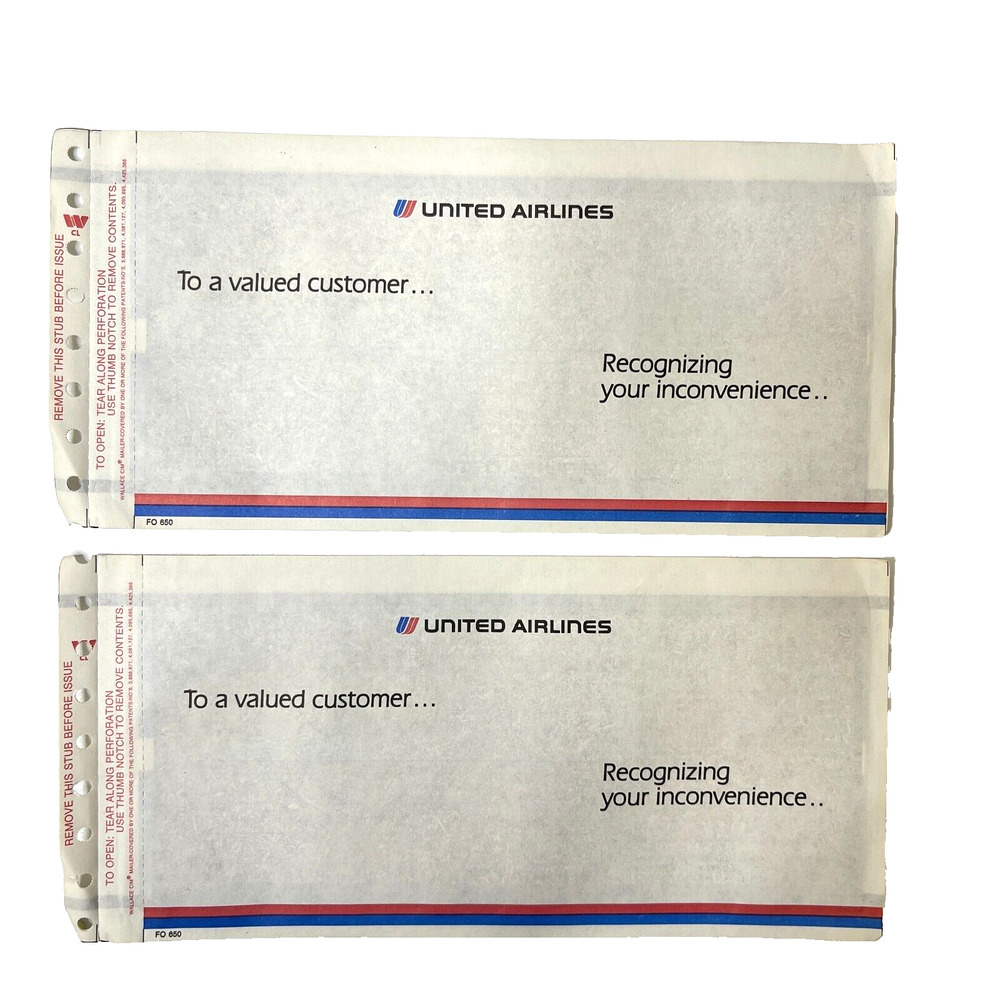 Lot of 2 Sealed United Airlines 25 Dollar Discount Certificate Vintage No Value